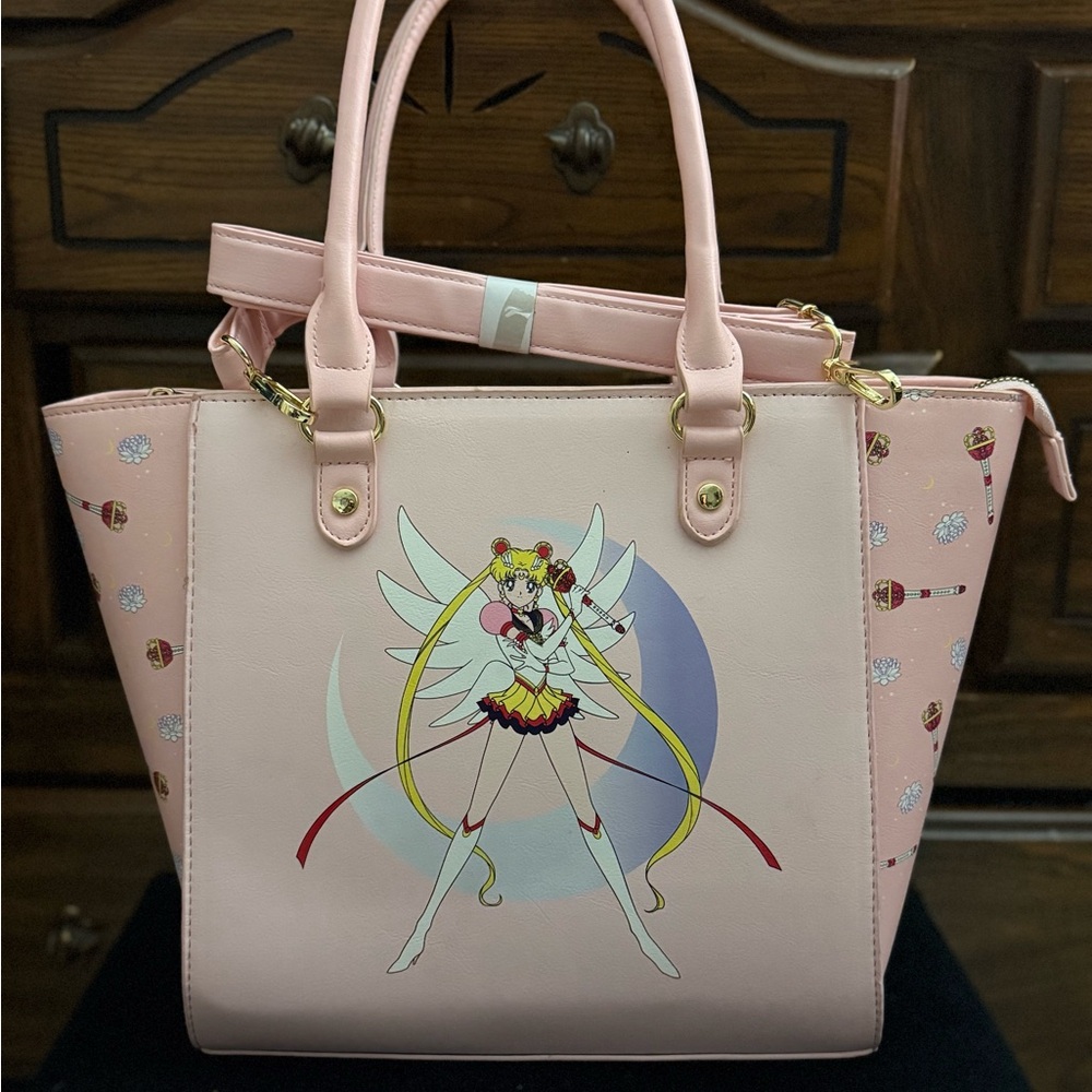 Pink Anime Character Tote Bag